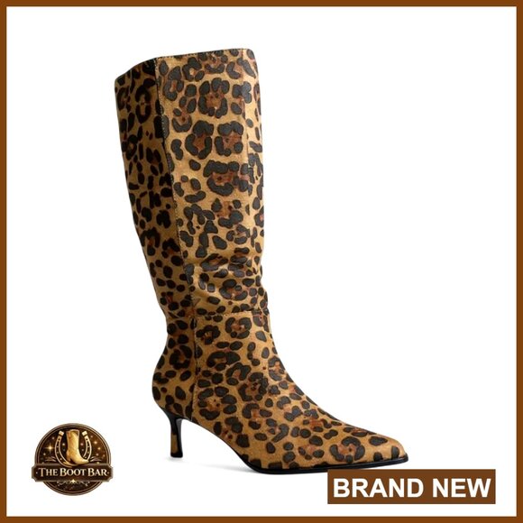 Pointed-Toe Knee-High Kitten Heel Boots with Side Zipper